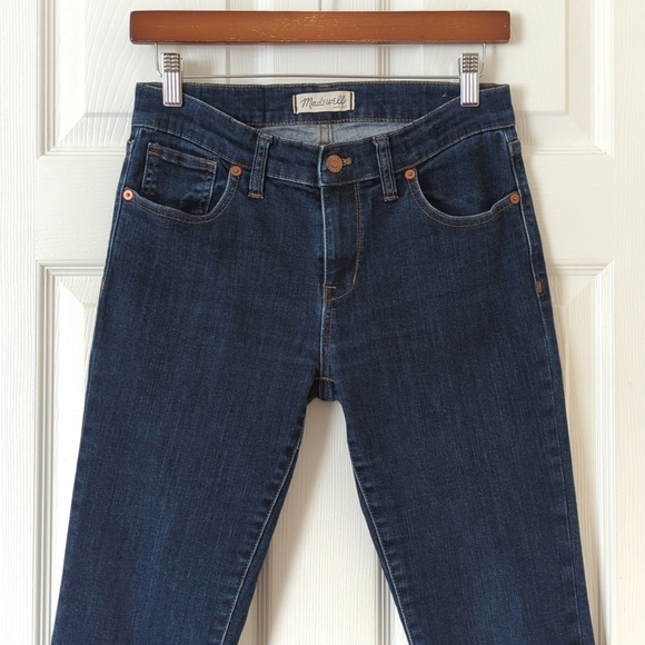 Madewell Classic Dark Indigo Wash Mid Rise Ankle Length Skinny Skinny Jeans 28 - Picture 2 of 15